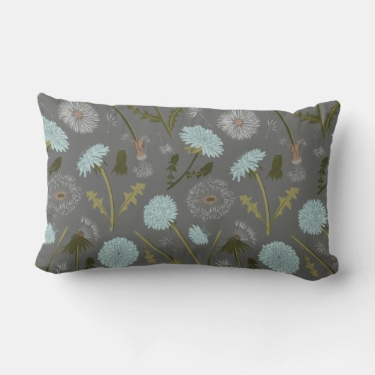 Coussin Rectangle Dandelion Fleurs gris bleu (Verso)