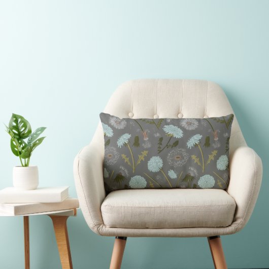 Coussin Rectangle Dandelion Fleurs gris bleu (Chaise)
