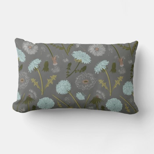 Coussin Rectangle Dandelion Fleurs gris bleu (Recto)