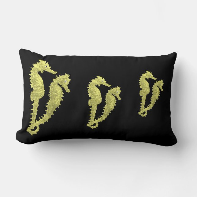 Coussin Rectangle Danse Des Chevaux De Mer (Jaune) (Recto)