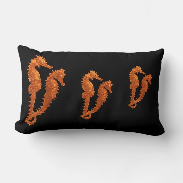 Coussin Rectangle Danse Des Chevaux De Mer (Orange) (Recto)