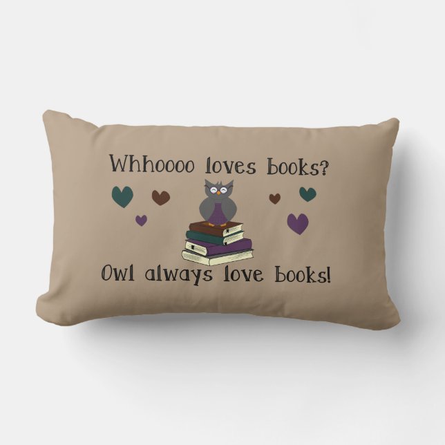 Coussin Rectangle De hibou livres d'amour toujours (Recto)