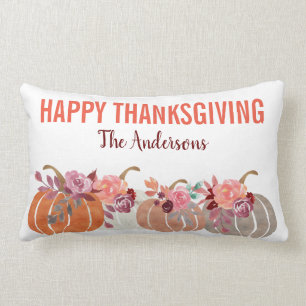 Coussin Rectangle De mignons Citrouilles floraux ajoutent votre text