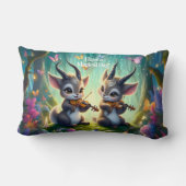 Coussin Rectangle De mignons saolas jouent aux violons dans une forê (Verso)