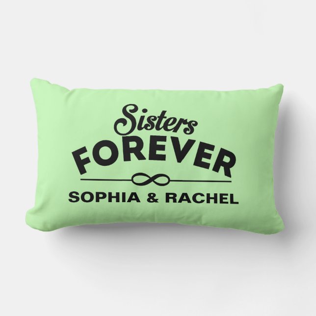 Coussin Rectangle De soeurs vert fait sur commande pour toujours - (Recto)
