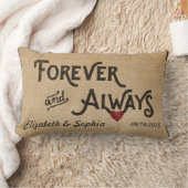 Coussin Rectangle De toile de jute coeur lesbien pour toujours (Couverture)