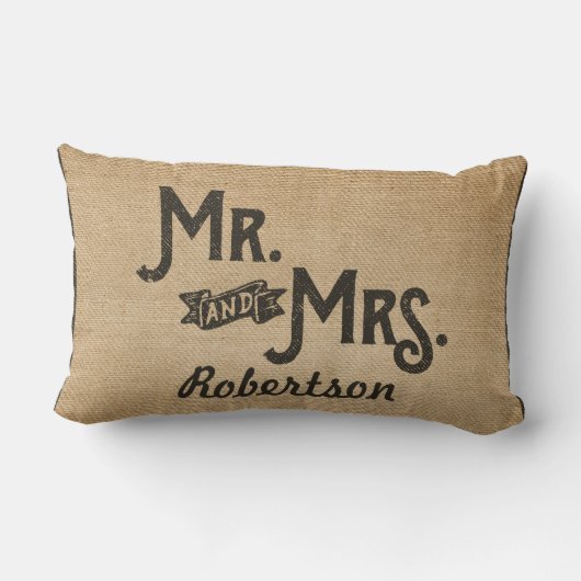 Coussin Rectangle De toile de jute mariage personnalisé par coeur (Verso)