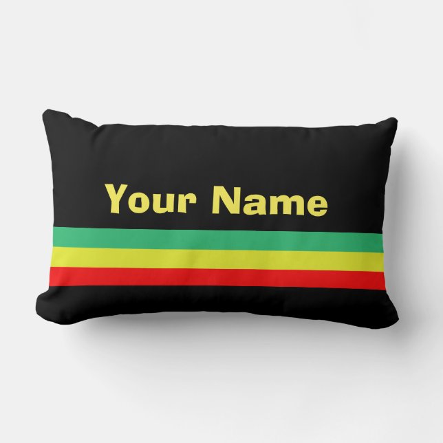 Coussin Rectangle Décor à la maison Rasta-Rayé fait sur commande (Recto)