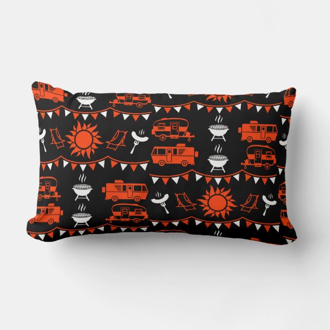 Coussin Rectangle Décor camping Caravan (Recto)