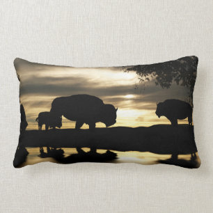 Coussin Rectangle Décor de Buffalo du Sud-Ouest Jeu d'oreiller