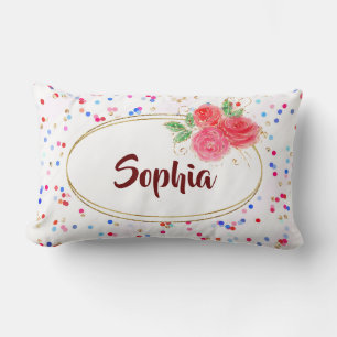 Coussin Rectangle Décor de chambre pour enfants personnalisé, fleur 