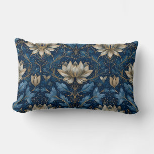 Coussin Rectangle Décor élégant floral bleu Art Nouveau
