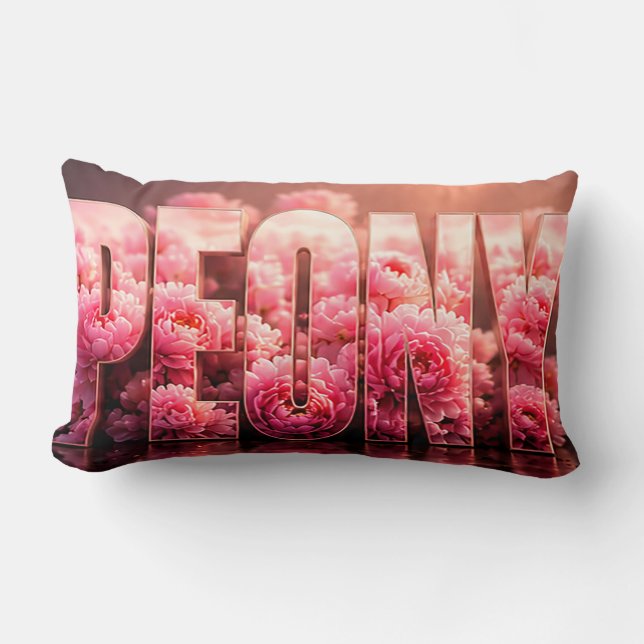 Coussin Rectangle Décor floral botanique de luxe pivoine (Recto)