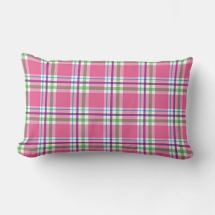 Coussin Rectangle Décor pourpre de plaid d'Aqua vert rose de
