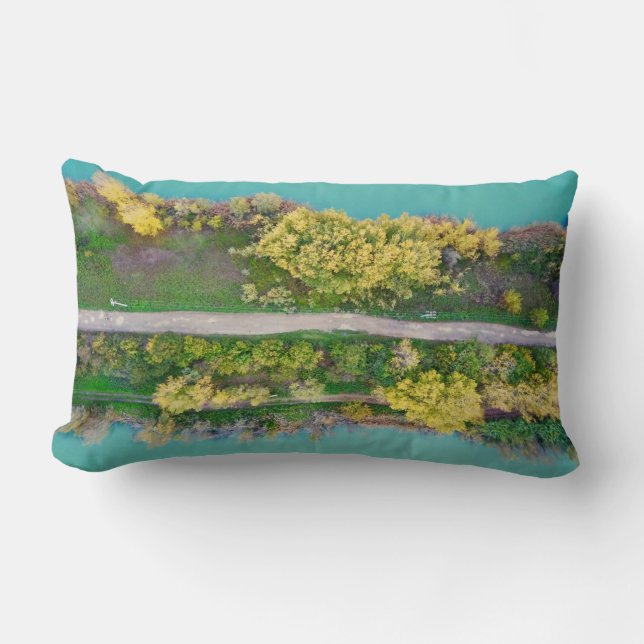 Coussin Rectangle Décor vert, marron et jaune (Recto)