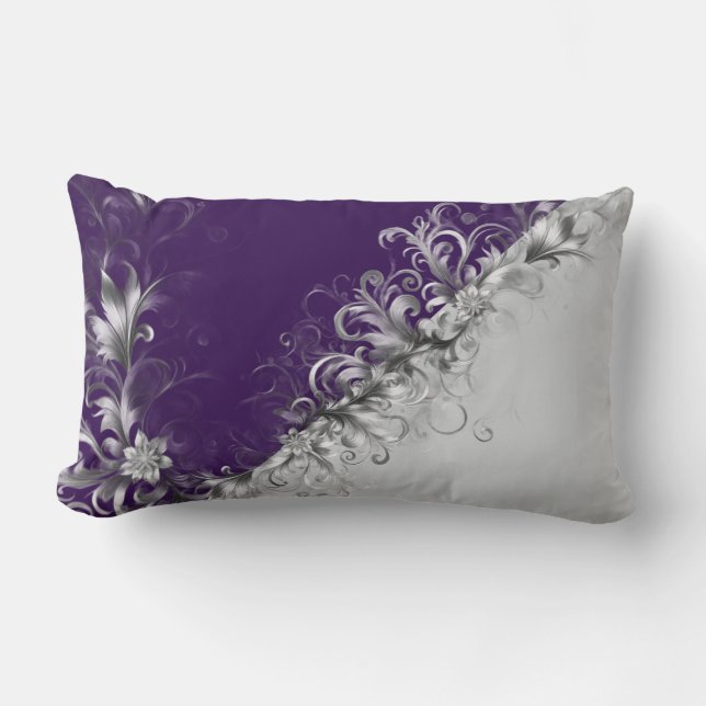 Coussin Rectangle Décoratif Contemporain Violet et Gris (Recto)