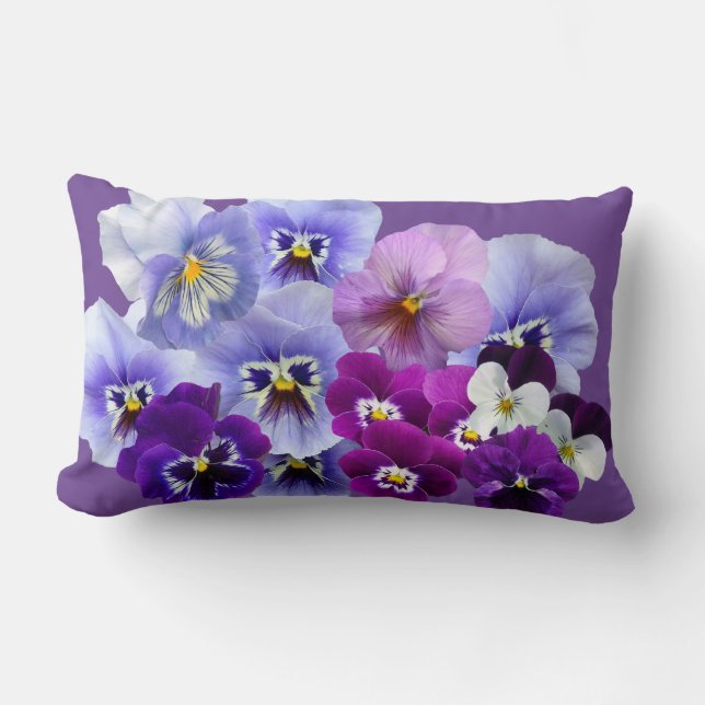 Coussin Rectangle Décoration de maison florale Pensée Violette (Recto)