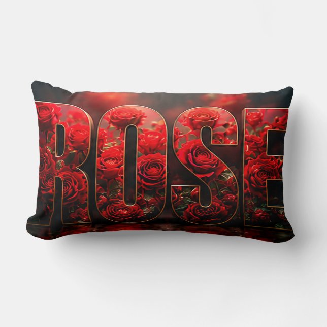Coussin Rectangle Décoration florale botanique de luxe Rose (Recto)