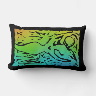 Coussin Rectangle Déesse en bleu et vert