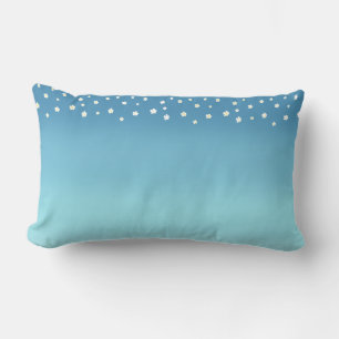 Coussin Rectangle Dégradé bleu océan abstrait moderne & fleurs