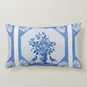 Coussin Rectangle Delft Blue Birds floral Français Country Chic