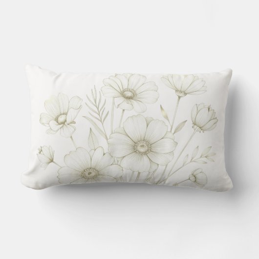 Coussin Rectangle Delicate Cosmos Bouquet Line Art Grace (Recto)