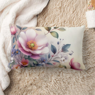 Coussin Rectangle Délice floral de fleurs de cerisier en aquarelle