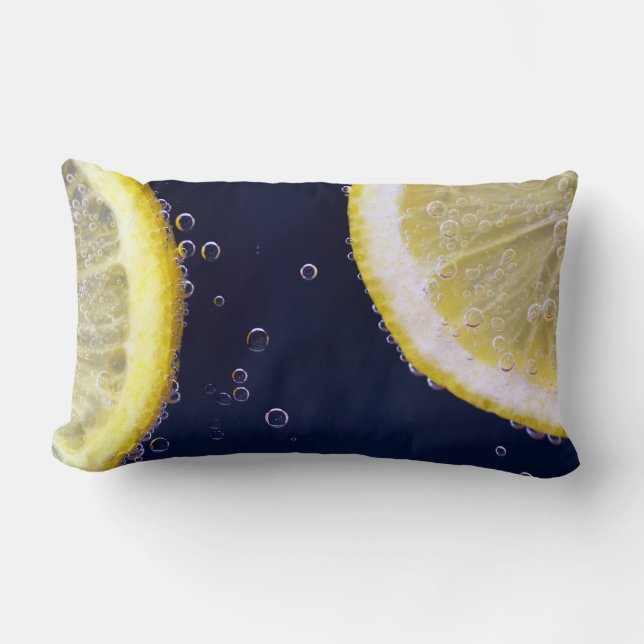 Coussin Rectangle Délicieuses tranches de citron dans l'eau (Recto)