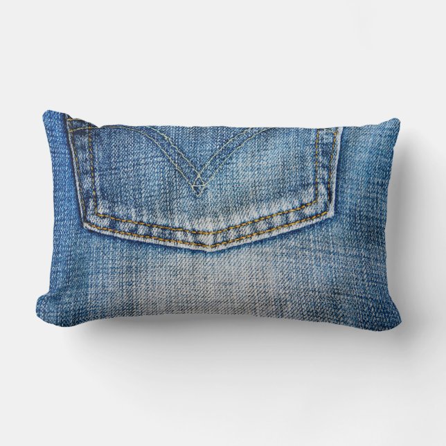 Coussin Rectangle denim bleu (Recto)