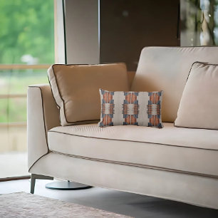 Coussin Rectangle Denim Taupe Moderne et Rouille
