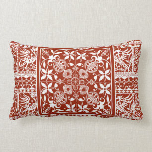 Coussin Rectangle Dentelle antique à la maison traditionnelle rouge