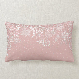 Coussin Rectangle Dentelle blanche élégante florale et conception 
