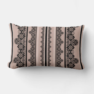 Coussin Rectangle Dentelle noire, ajourée, arrière - plan marron, be