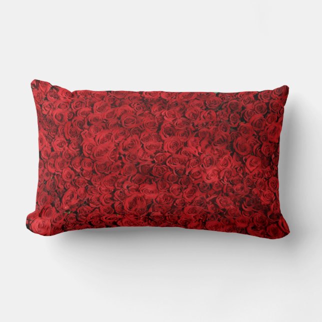 Coussin Rectangle Des centaines de belles roses rouges (Recto)