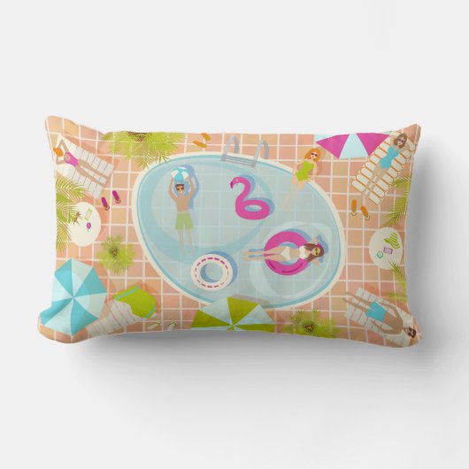 Coussin Rectangle Des filles et des garçons du bikini jouant au jeu (Recto)