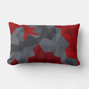 Coussin Rectangle Des triangles gris, rouges disposés aléatoirement.