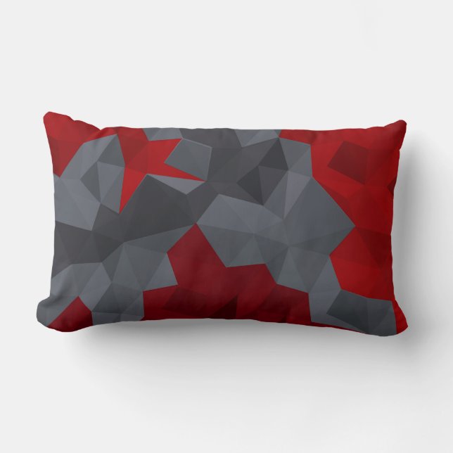 Coussin Rectangle Des triangles gris, rouges disposés aléatoirement. (Recto)