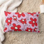Coussin Rectangle Design à la main en rouge et rose (Couverture)
