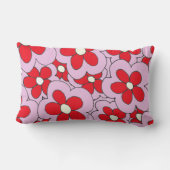 Coussin Rectangle Design à la main en rouge et rose (Verso)