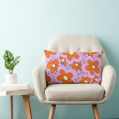 Coussin Rectangle Design à la main orange et rose (Chaise)