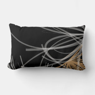 Coussin Rectangle Design abstrait moderne noir blanc et or