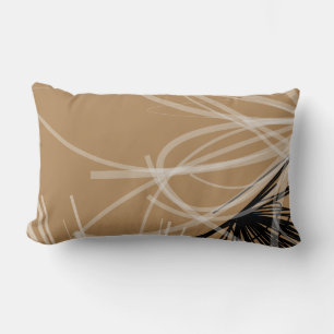 Coussin Rectangle Design abstrait moderne Tan & Black