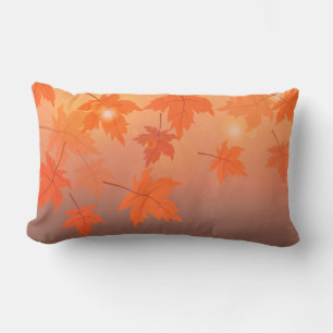 Coussin Rectangle Design d'automne avec feuilles d'érable et effet b