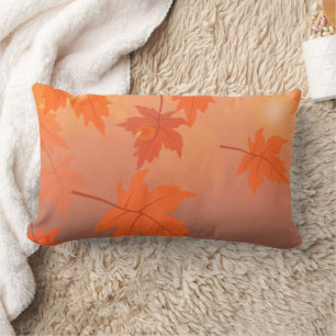 Coussin Rectangle Design d'automne avec feuilles d'érable et effet b