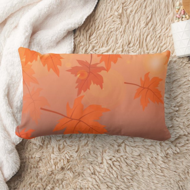 Coussin Rectangle Design d'automne avec feuilles d'érable et effet b (Couverture)