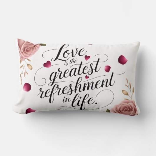 Coussin Rectangle Design de citation florale Rose Élégante (Recto)