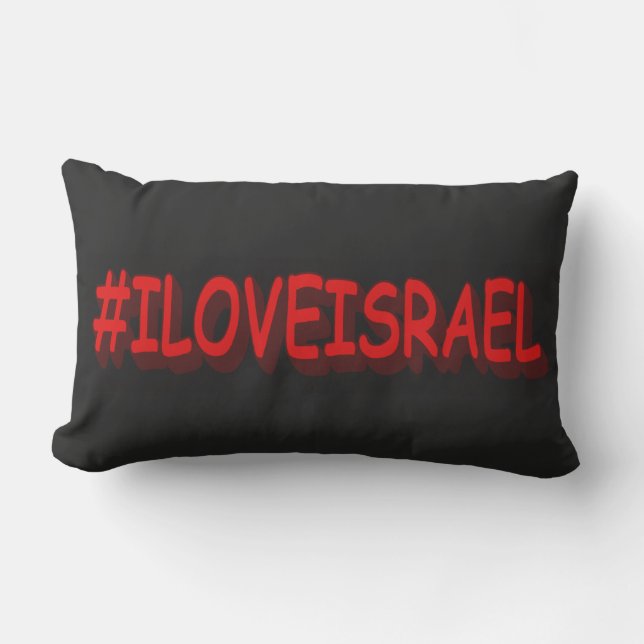 Coussin Rectangle Design d'expression mignon "#ILOVEISRAE". Commande (Recto)