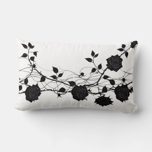 Coussin Rectangle Design élégant de branche Rose noir (Verso)