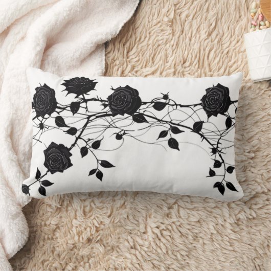 Coussin Rectangle Design élégant de branche Rose noir (Couverture)