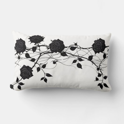 Coussin Rectangle Design élégant de branche Rose noir (Recto)